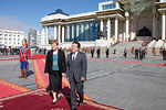 Viralliset vastaanottoseremoniat järjestettiin Sukhbaatar-aukiolla Ulan Batorissa 31.elokuuta 2011. Copyright © Tasavallan presidentin kanslia